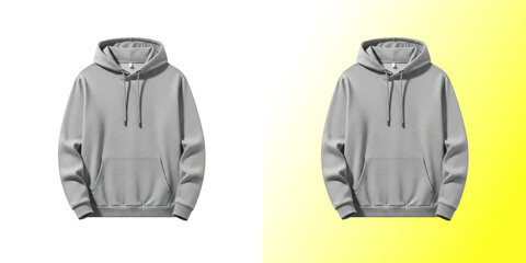 Blank grey hoodie sweatshirt isolated on transparent background © MDMAHMUD