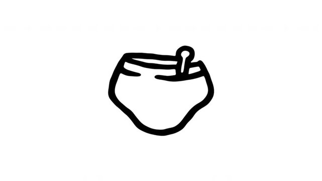 Ink Pot For Writing And Drawing Hand-Drawn Doodle Animation With Alpha Channel. Inkwell Symbol And Calligraphy Supply, Transparent Background. 4K Loop Hand Drawn Icon.