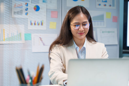 Businesswoman Financial Analyst Working on Budget Analysis