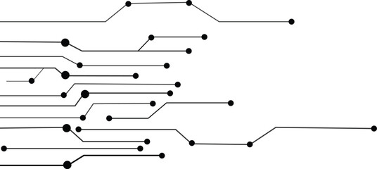 Obraz premium Vector abstract digital network lines and dots, black and white electronic connection background. Futuristic microchip vector frame