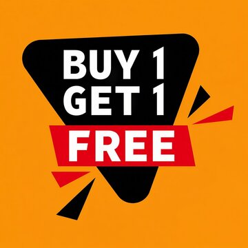 Buy one get one free promotional sale banner with bold text