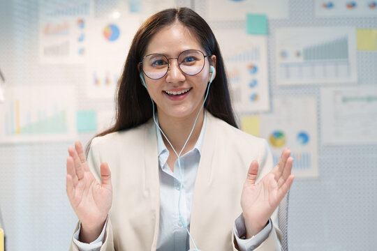 Businesswoman Analyst in Online Video Conference