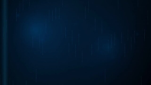 Abstract digital motion background featuring glowing blue binary code streams moving downwards in seamless looping video footage