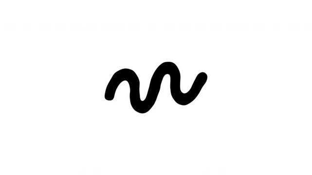 Wavy Line For Motion And Handwritten Accents Wiggle Doodle Animation With Alpha Channel. Squiggle Mark And Underline Element, Transparent Background. 4K Loop Hand Drawn Icon.