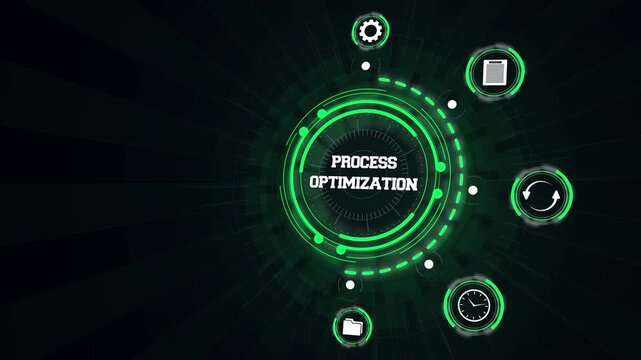 Process optimization strategic UI panel evaluating enterprise workflow efficiency on cyber screen