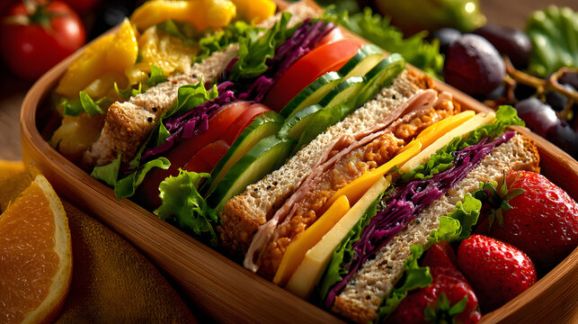 Healthy lunch box ideas for work school picnic meal prep sandwiches salad fruits vegetables balanced diet