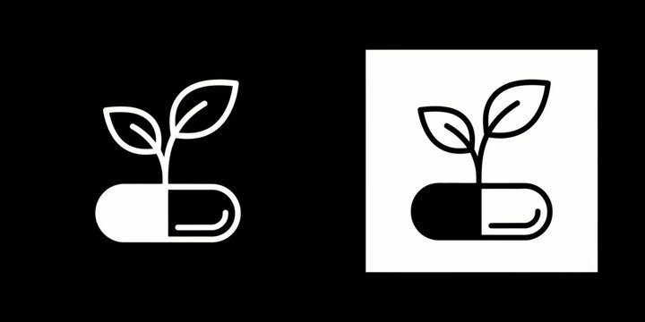 Simple white plant growing in capsule shaped container illustration design