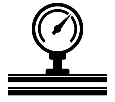 Pressure gauge meter attached to pipe system icon with measurement tool pressure industrial hardware