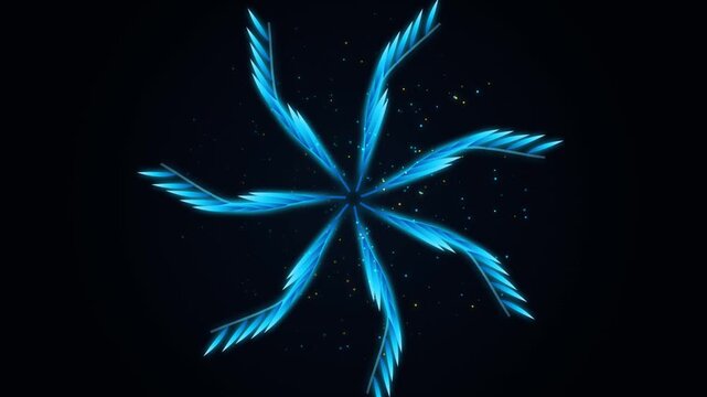 Abstract blue light streaks forming circular patterns in darkness with subtle motion