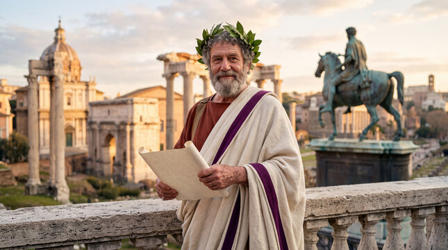 Bearded Roman Senator in Traditional Toga