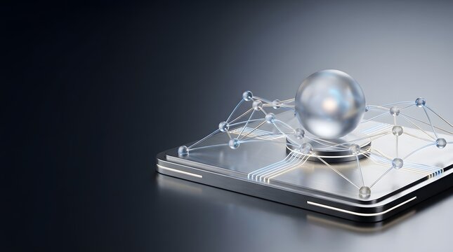 Crystal ball resting on a stack of vintage books in dim lighting