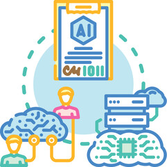 Fototapeta premium Cloud services contract concept illustrating digital infrastructure, api integration, data protection, and global network access for users, managing online storage and remote computing