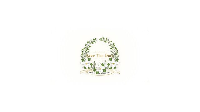Elegant Botanical Wedding Monogram Invitation with Seamless Loop, Digital Save the Date Social Media Campaign.