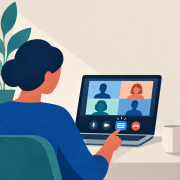 Participant selects captions during a laptop video call