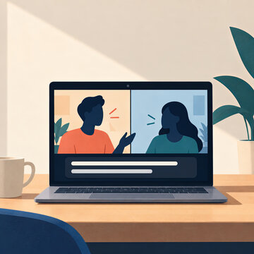 Captioned laptop video call