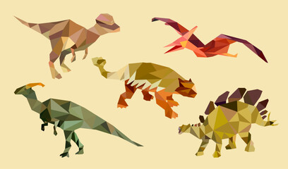 Dinosaur low poly set © Vexels