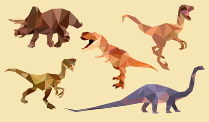 Dinosaur polygonal set © Vexels