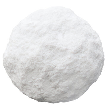 Round snow ball cut out from a clear background. The ball has a textured surface and appears as a simple winter object. Suitable for seasonal themes