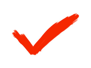 Hand Drawn Red Paint Brushstroke Check Mark Isolated on Transparent Background © projeto