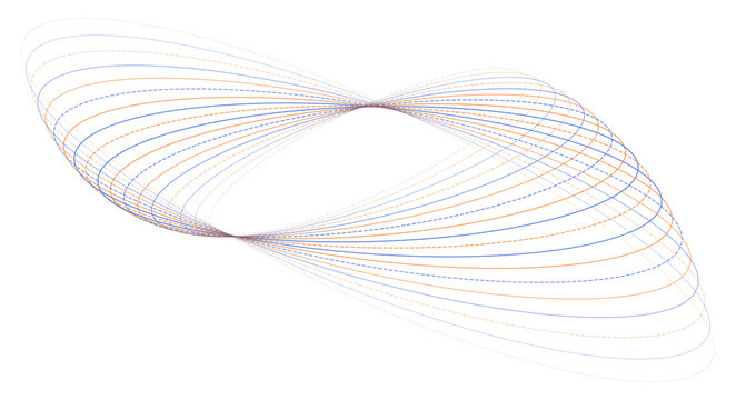 Abstract geometric pattern of intersecting ellipses creating a complex moire effect isolated on transparent background