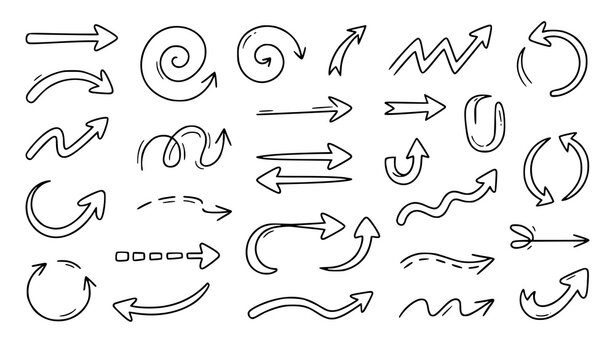 Thin Sketch Arrow Doodle Vector Pack Hand Drawn Directional Graphic Elements