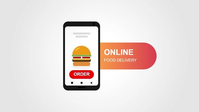 Online Food Delivery Service App Concept with Hamburger Icon on Smartphone Screen