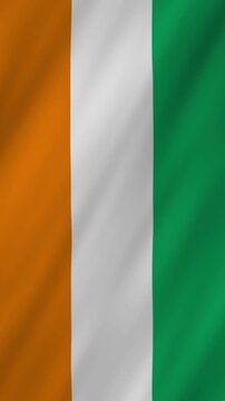 Ivory Coast flag waving in the wind 4K animation vertical video