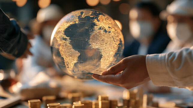 Distributing money through international remittances, migrant worker sending funds to family abroad, cross-border money transfer, global payments, remittance services,