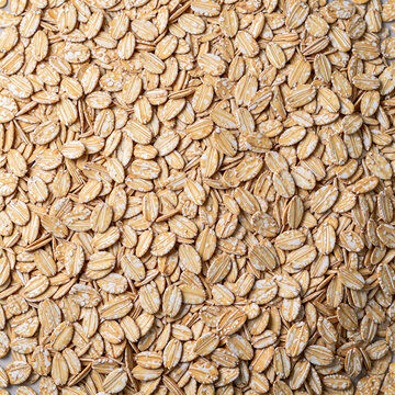 Pile of rolled oat flakes, top view