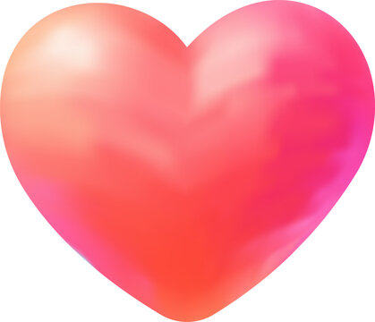 Glossy pink heart shape with smooth gradient lighting for romantic love projects