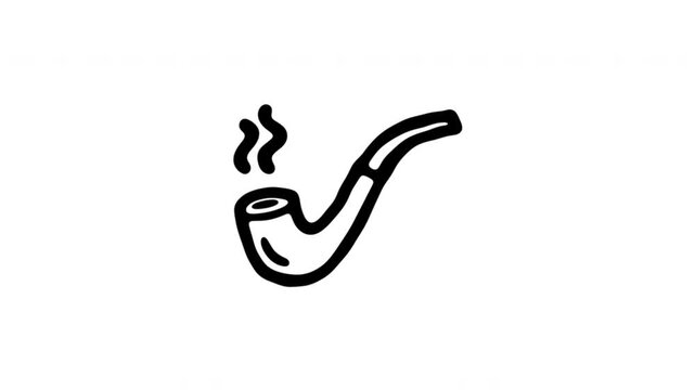 Smoking Pipe For Tobacco Use And Smoking Culture Doodle Animation. Tobacco Pipe And Smoking Symbol. 4K Video Loopable Overlay Element. Hand-Drawn Animated Icon With Alpha Channel.