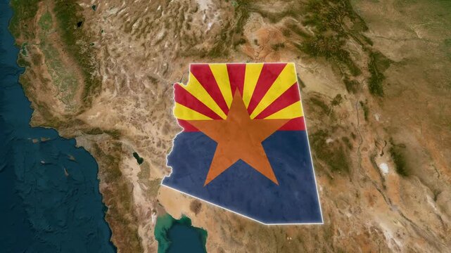 Arizona state map animation, USA geography aerial view, United States, 4K