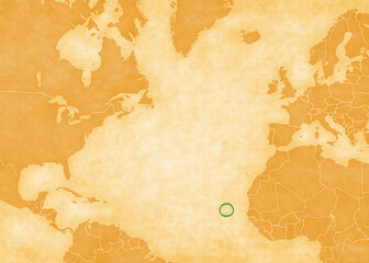 Ocher map of North Atlantic Ocean - Cape Verde © Tindo