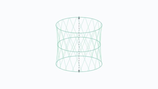 Green Wireframe Hyperboloid Spinning on Vertical Axis