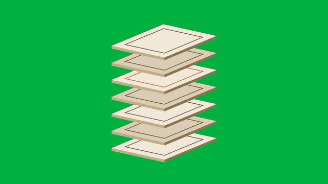 Animated Isometric Square Layers With Rotating Red Highlight