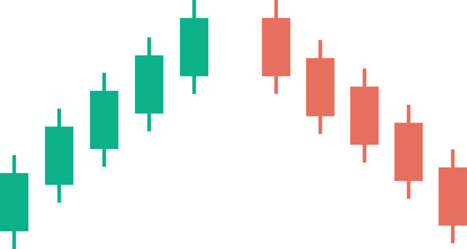 Japanese candlestick chart showing stock market bullish and bearish trend illustration
