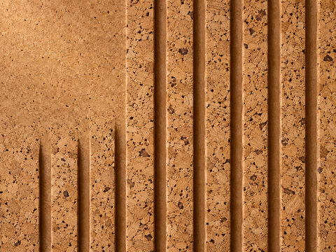 Cork with vertical grooves and speckled texture background