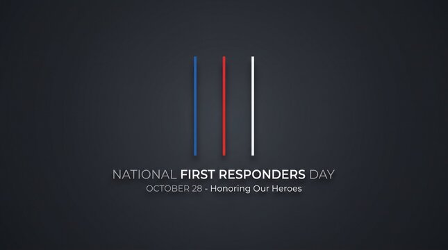 Minimalist Vector Banner Design Featuring Thin Blue Red White Lines On Dark Background For Responders Day on October 28
