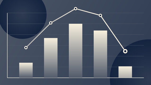Data visualization with bar and line charts showing business trends