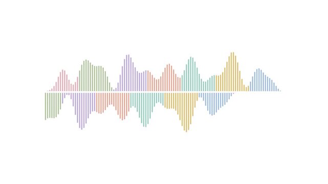 Pastel Rainbow Equalizer Bars Pulsing on White