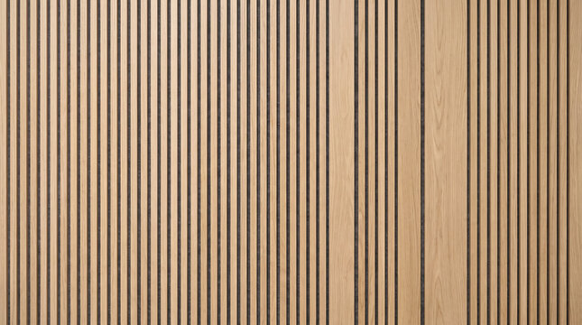 Vertical wood slats with dark grooves, natural wood texture, modern pattern keywords: wood slats