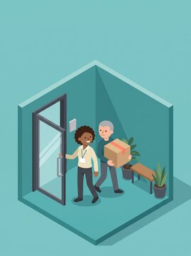 Tailgating security risk, stranger following employee through door