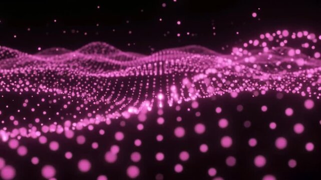 Glowing Pink Particle Wave Surface with Luminous Booker Lights
