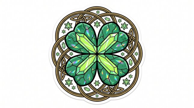 Parallel World Emerald Geode Clover St Patricks Day Vector Clipart