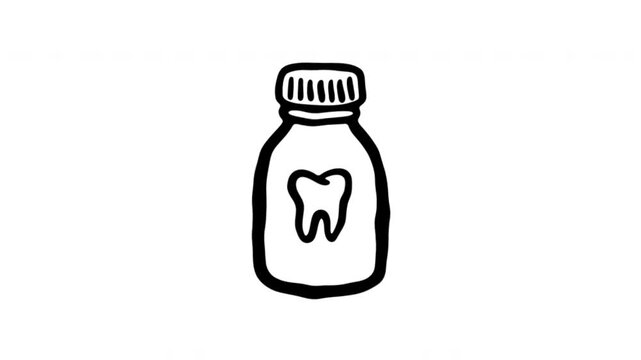 Toothpaste Tube For Brushing Teeth And Oral Hygiene Hand-Drawn Doodle Animation On Transparent Background. Dental Care Product And Bathroom Routine. Seamless Animated Icon. 4K Video Overlay Element.