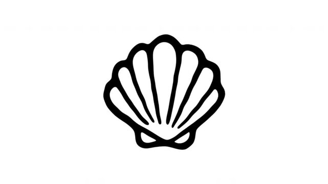 Seashell For Beach Decoration And Coastal Travel Hand-Drawn Doodle Animation On Transparent Background. Shell Symbol And Ocean Souvenir. Seamless Animated Icon. 4K Video Overlay Element.