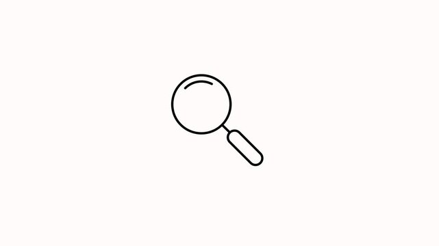 Animated magnifying glass icon for search bar interface, find details, data discovery, magnifying zoom, inquiry research tool, inspection visual, web UI status navigation control loop animation