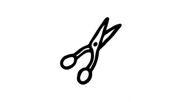 Scissors For Cutting Paper And Craft Materials Hand Drawn Doodle Animation. Shears Symbol And Office Supply. Animated Craft Tool For Instructional Content. 4K Loop With Alpha Channel.