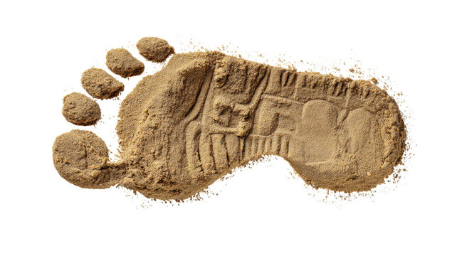 Footprint in sand textured surface imprint