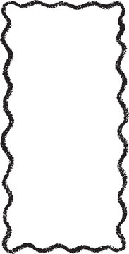 Wavy crayon frame with irregular hand drawn line. Black crayon texture for labels. Suitable for photos and text